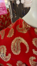 Load image into Gallery viewer, Oscar de la Renta Size Medium Red Print Pre-Owned Dress- Ladies