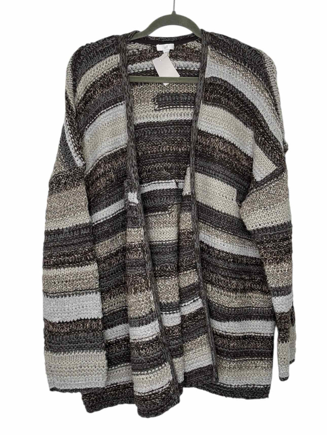 J Jill Size Large Grey Stripe Pre-Owned Sweater- Ladies