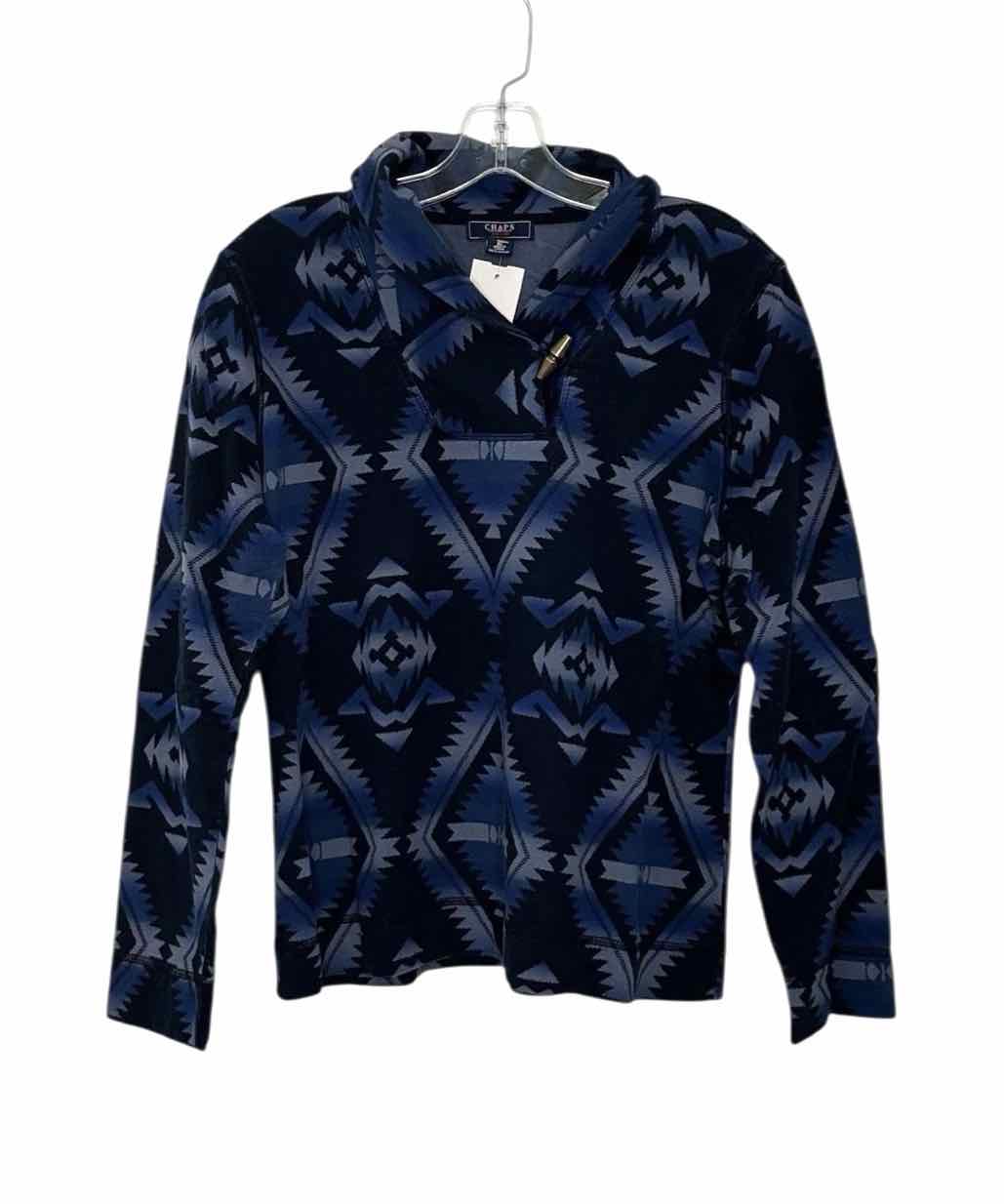 Chaps Size X-Large Navy Print Pre-Owned Sweatshirt- Ladies