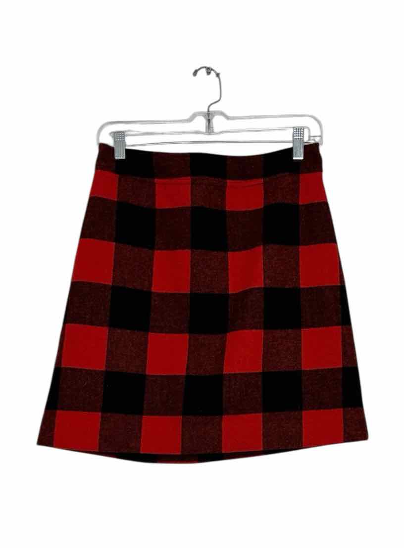 J Crew Size 4 Red Plaid Pre-Owned Skirt- Ladies