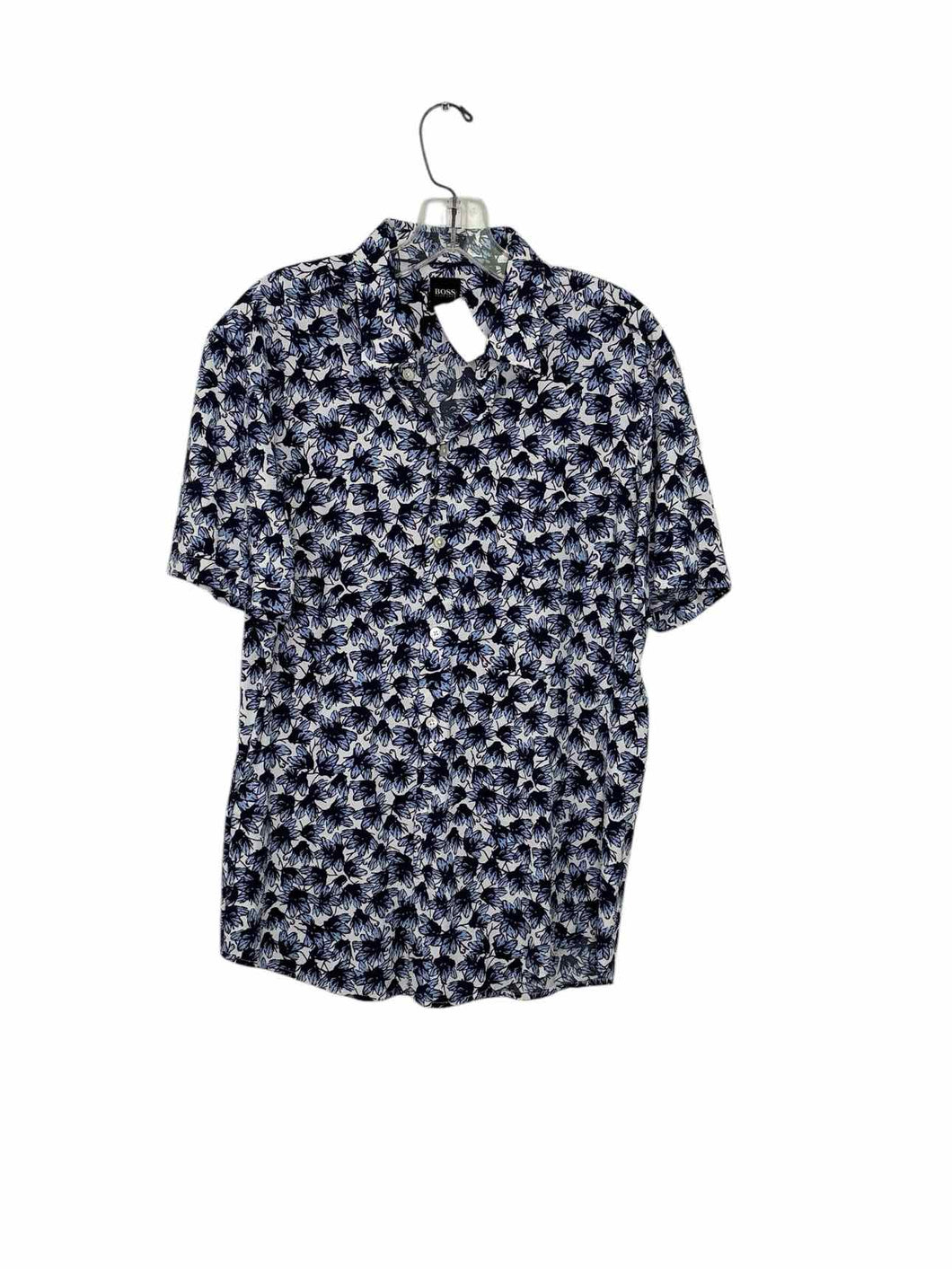 Hugo Boss Size M Blue Print Pre-Owned Shirt- Mens