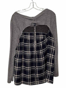 Etro Size Large Grey Plaid Pre-Owned Top- Ladies