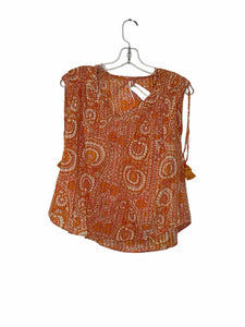 Anthropologie Size X- Small Orange Print Pre-Owned Tank Top- Ladies