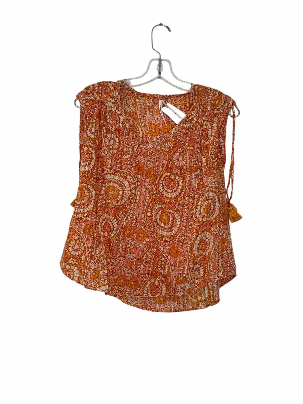 Anthropologie Size X- Small Orange Print Pre-Owned Tank Top- Ladies