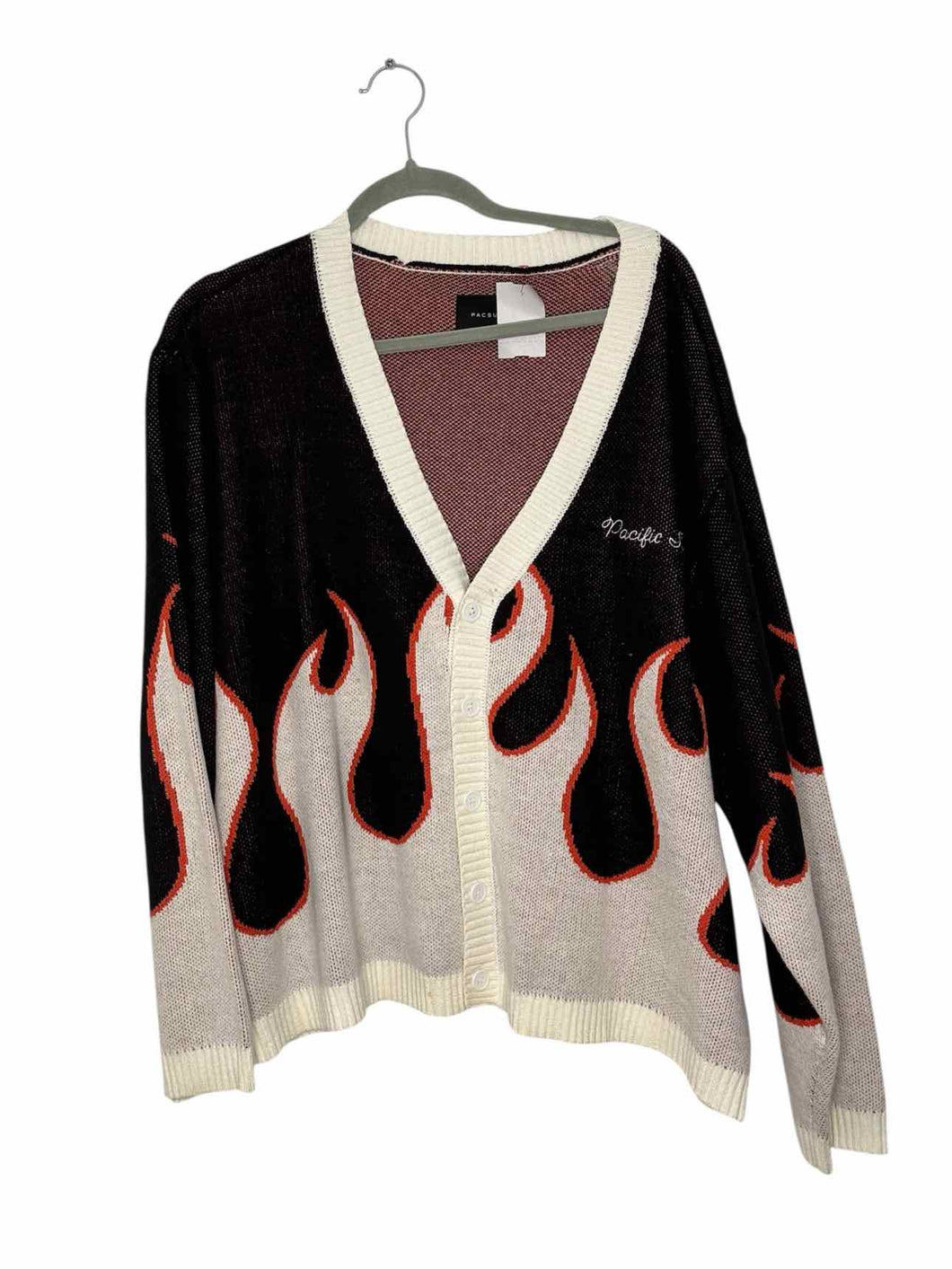 PacSun Size Large Black Print Pre-Owned Sweater- Ladies