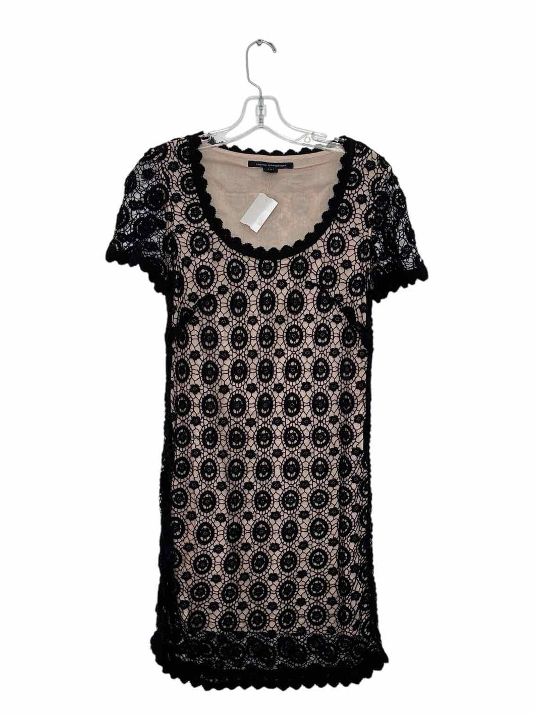 French Connection Size 4 Blk/Bge Pre-Owned Dress- Ladies