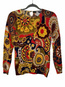 J Crew Size XS/S Orange Print Pre-Owned Sweater- Ladies