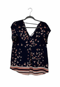 DR2 Daniel Rainn Size Medium Navy Print Pre-Owned Tank Top- Ladies