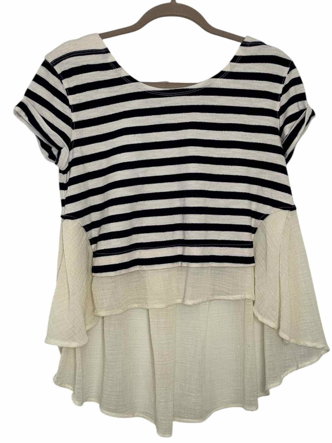 Free People Size X- Small Navy Stripe Pre-Owned Top- Ladies