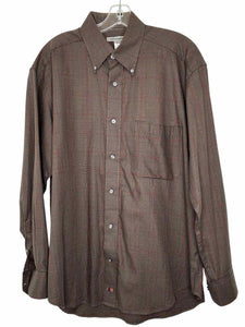 Johnston & Murphy Size M Grey Plaid Pre-Owned Shirt- Mens