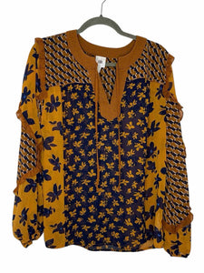Cabi Size Small Navy Print Pre-Owned Blouse- Ladies