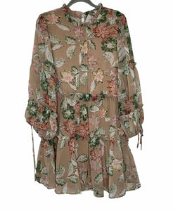 Princess Polly Size 10 Beige Print Pre-Owned Dress- Ladies