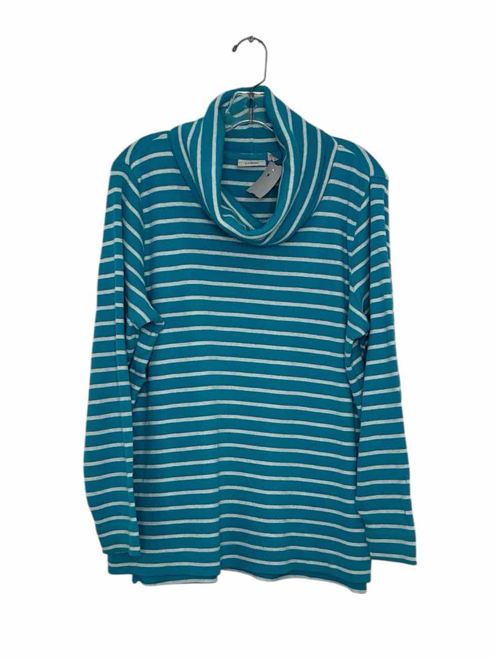 LL Bean Size X-Large Turquoise Print Pre-Owned Sweater- Ladies