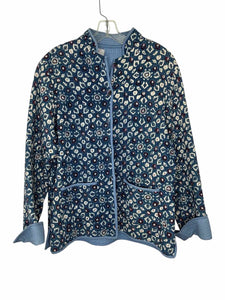 Vermont Ctry Store Size Medium Blue Print Pre-Owned Blazer/Indoor Jacket- Ladies