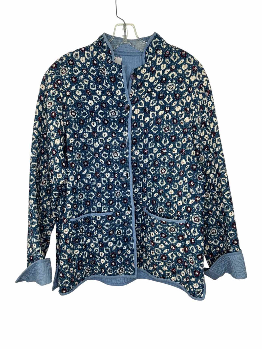 Vermont Ctry Store Size Medium Blue Print Pre-Owned Blazer/Indoor Jacket- Ladies