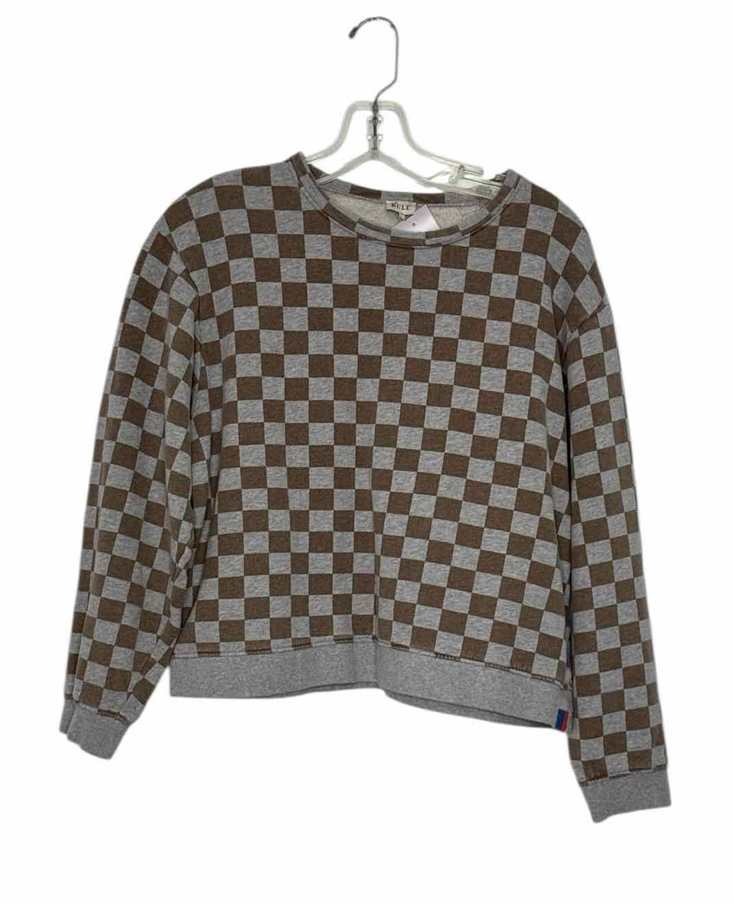Kule Size Medium Grey Plaid Pre-Owned Sweatshirt- Ladies