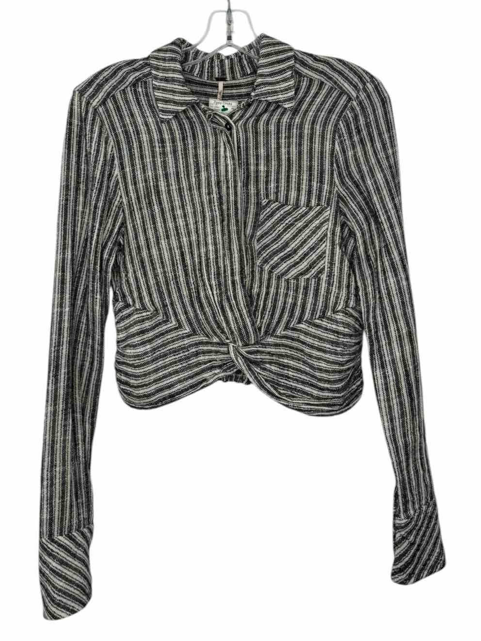 Free People Size X- Small Navy Stripe Pre-Owned Top- Ladies