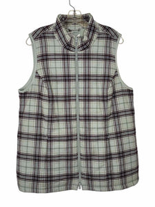 J Jill Size 1X Blue Plaid Pre-Owned Vest- Ladies