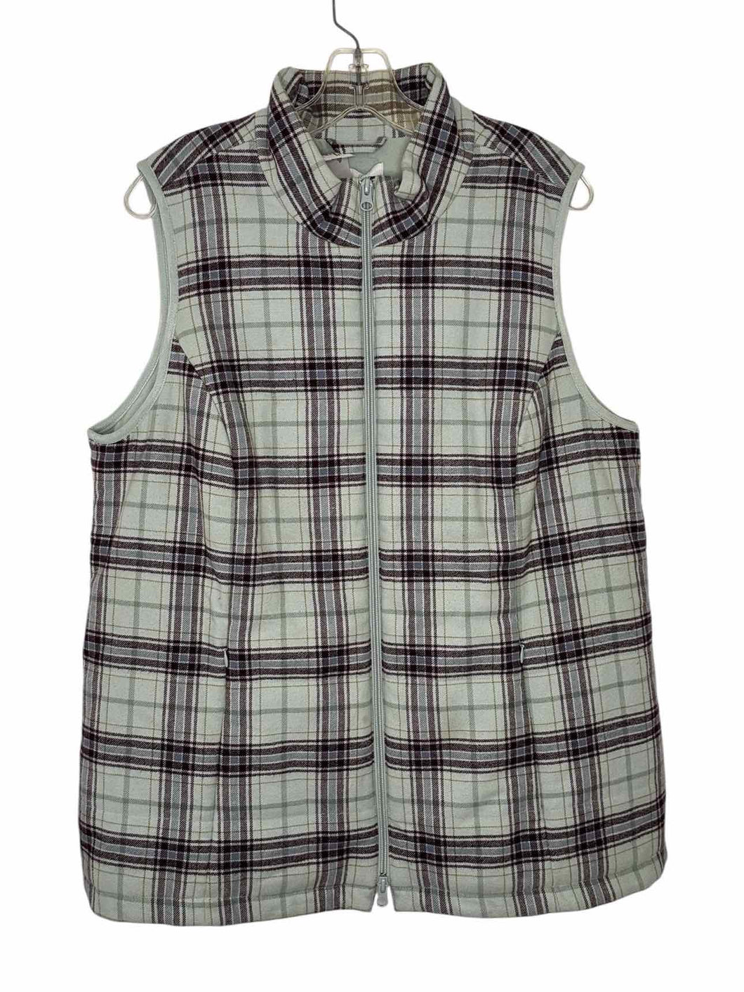 J Jill Size 1X Blue Plaid Pre-Owned Vest- Ladies