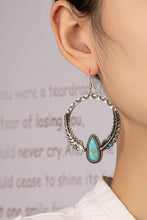 Load image into Gallery viewer, Boho distressed feather circle earrings
