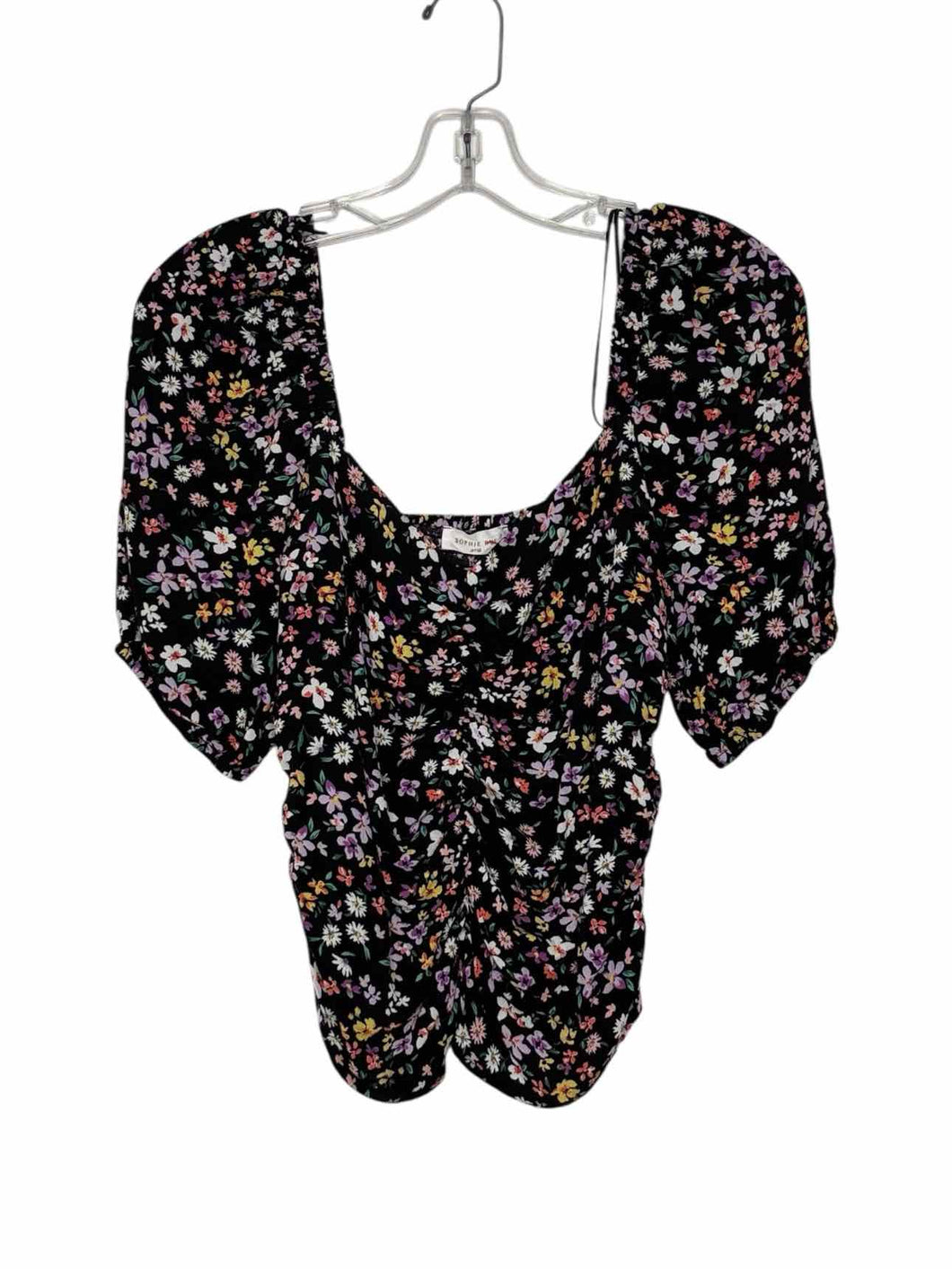 Size Medium Black Floral Pre-Owned Blouse- Ladies