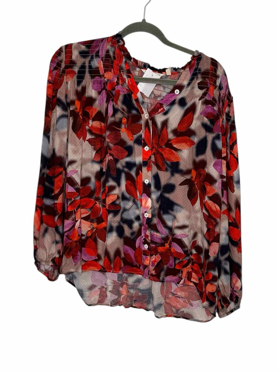 Soft Surroundings Size Large Red Print Pre-Owned Blouse- Ladies