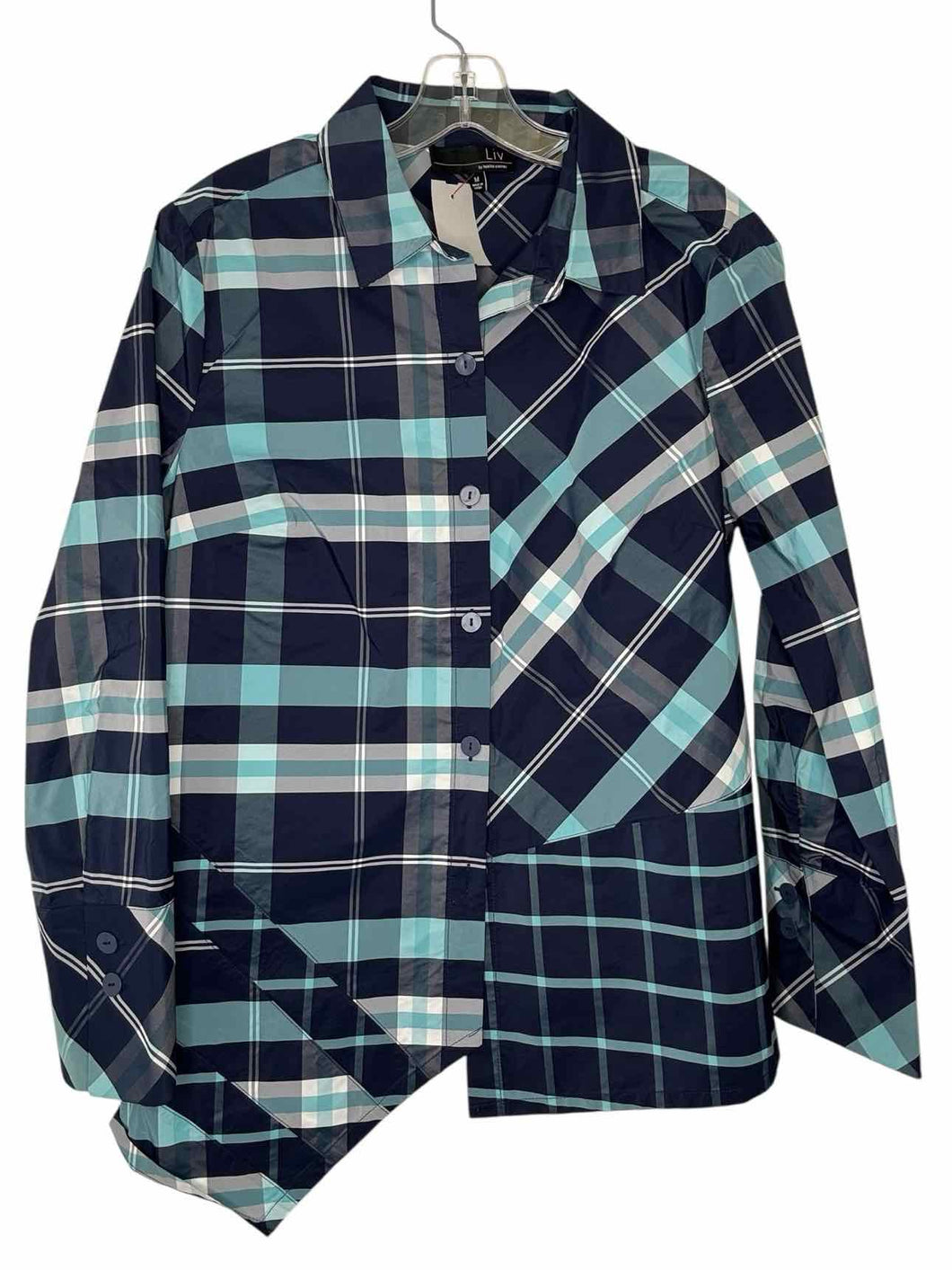 Habitat Size Medium Blue Plaid Pre-Owned Shirt- Ladies