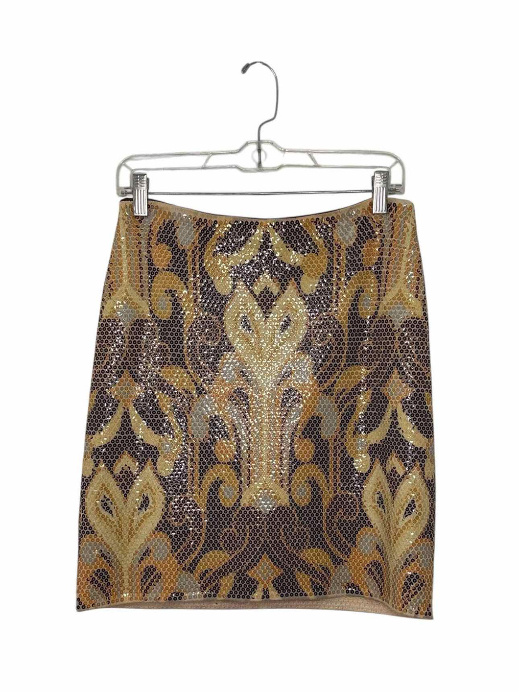 J McLaughlin Size 2 Gold Print Pre-Owned Skirt- Ladies