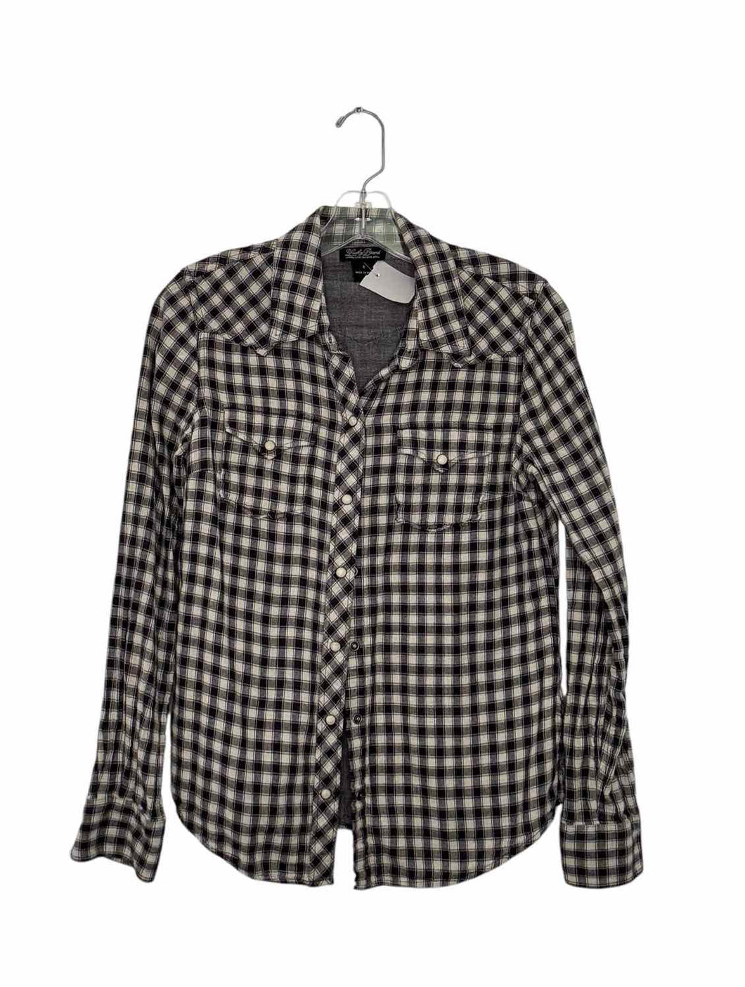 Lucky Brand Size Small Black Plaid Pre-Owned Shirt- Ladies