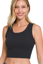 Load image into Gallery viewer, RIBBED SCOOP NECK CROP TANK TOP
