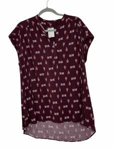 Pendleton Size Medium Burgundy Print Pre-Owned Blouse- Ladies