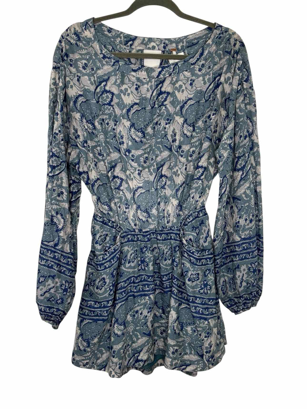 Free People Size Small Blue Print Pre-Owned Dress- Ladies
