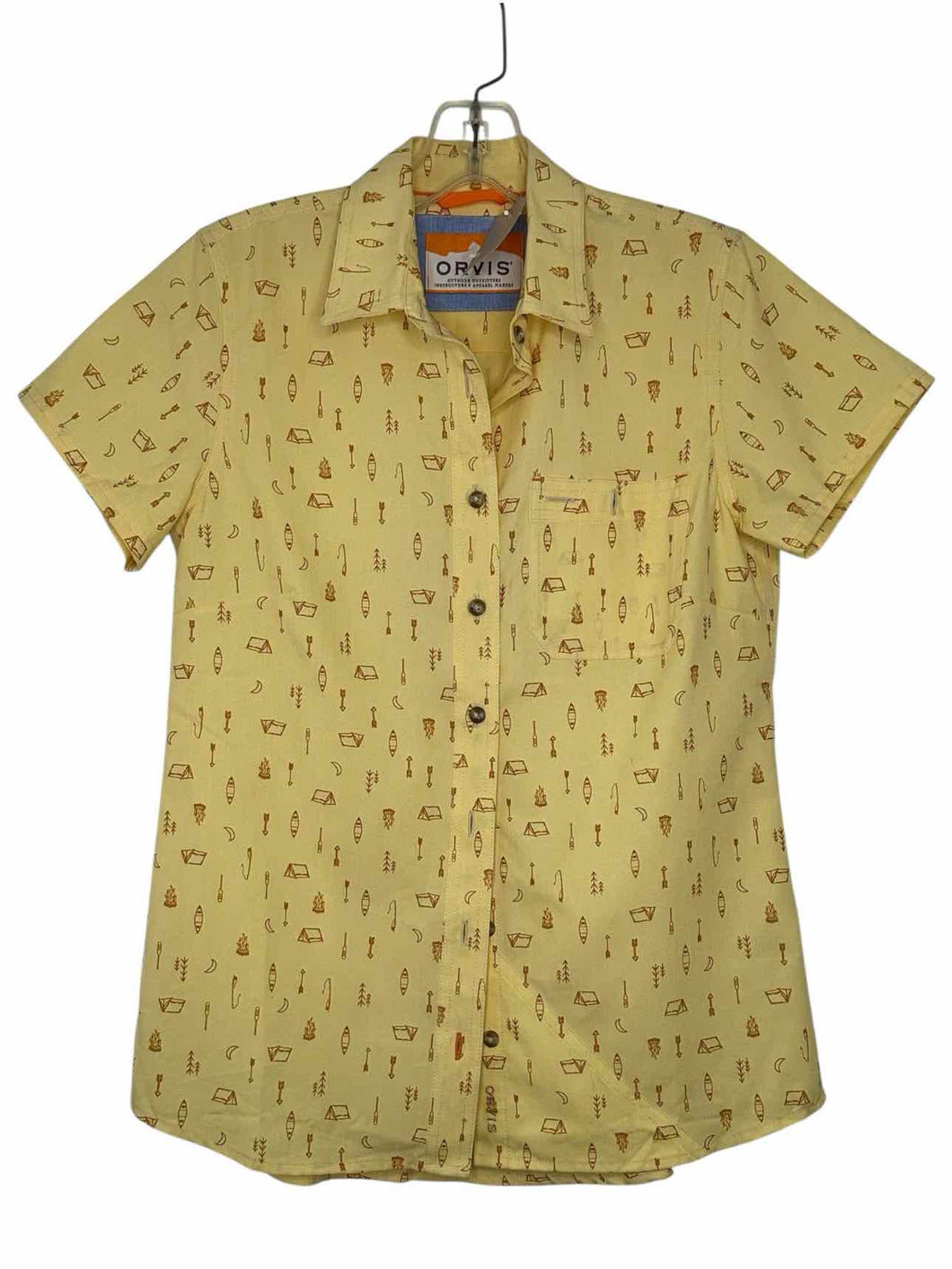 Orvis Size X- Small Yellow Print Pre-Owned Shirt- Ladies