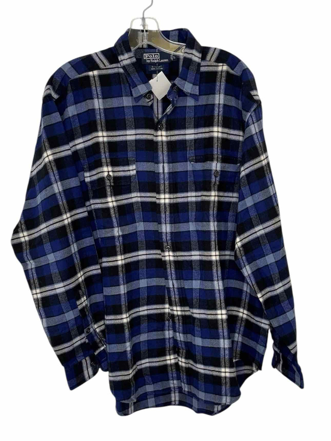 Polo Size L Blue Plaid Pre-Owned Shirt- Mens