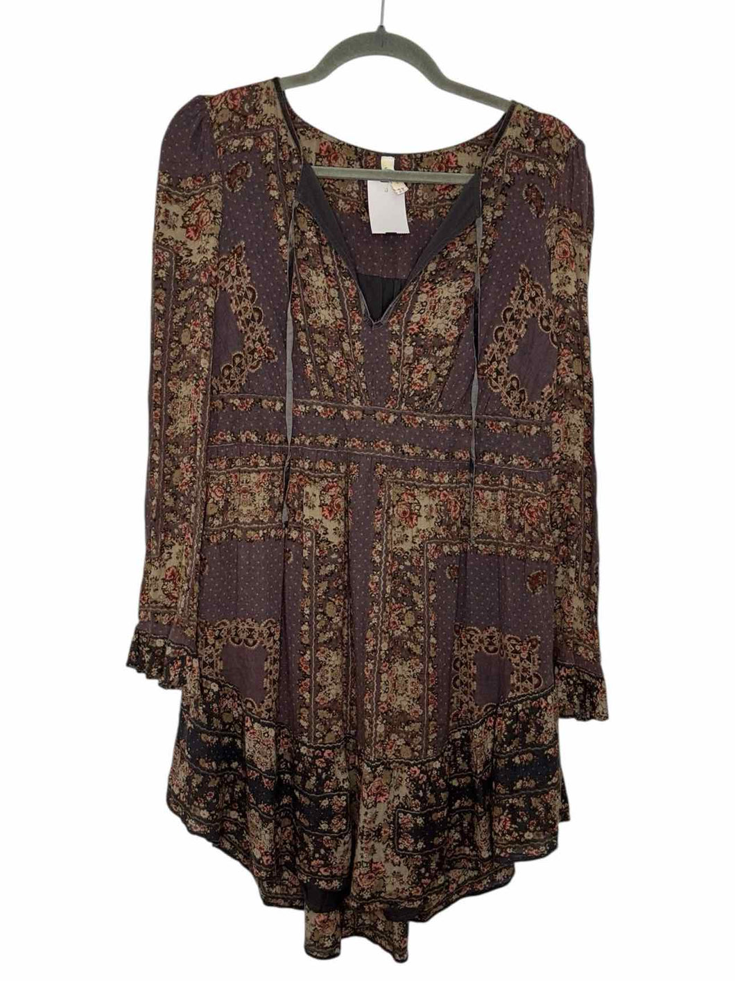 Free People Size Small Grey Print Pre-Owned Dress- Ladies
