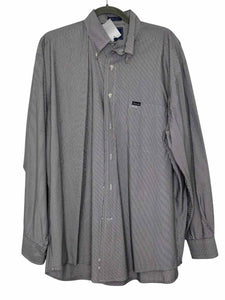 Faconnable Size L Grey Stripe Pre-Owned Shirt- Mens