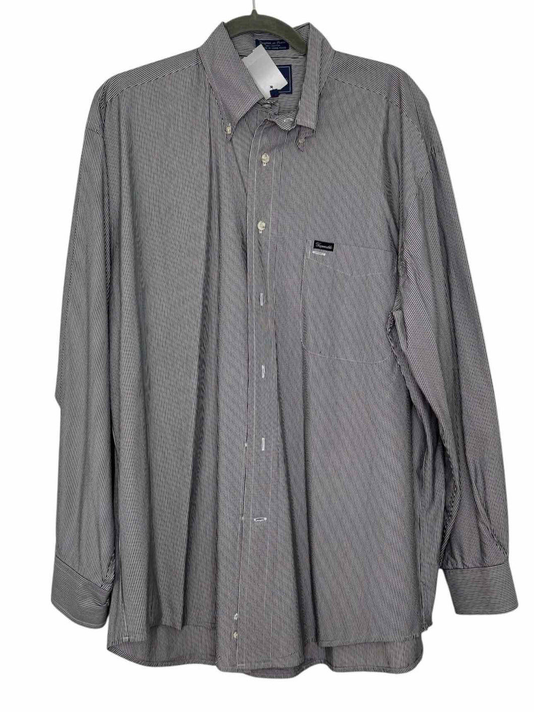 Faconnable Size L Grey Stripe Pre-Owned Shirt- Mens