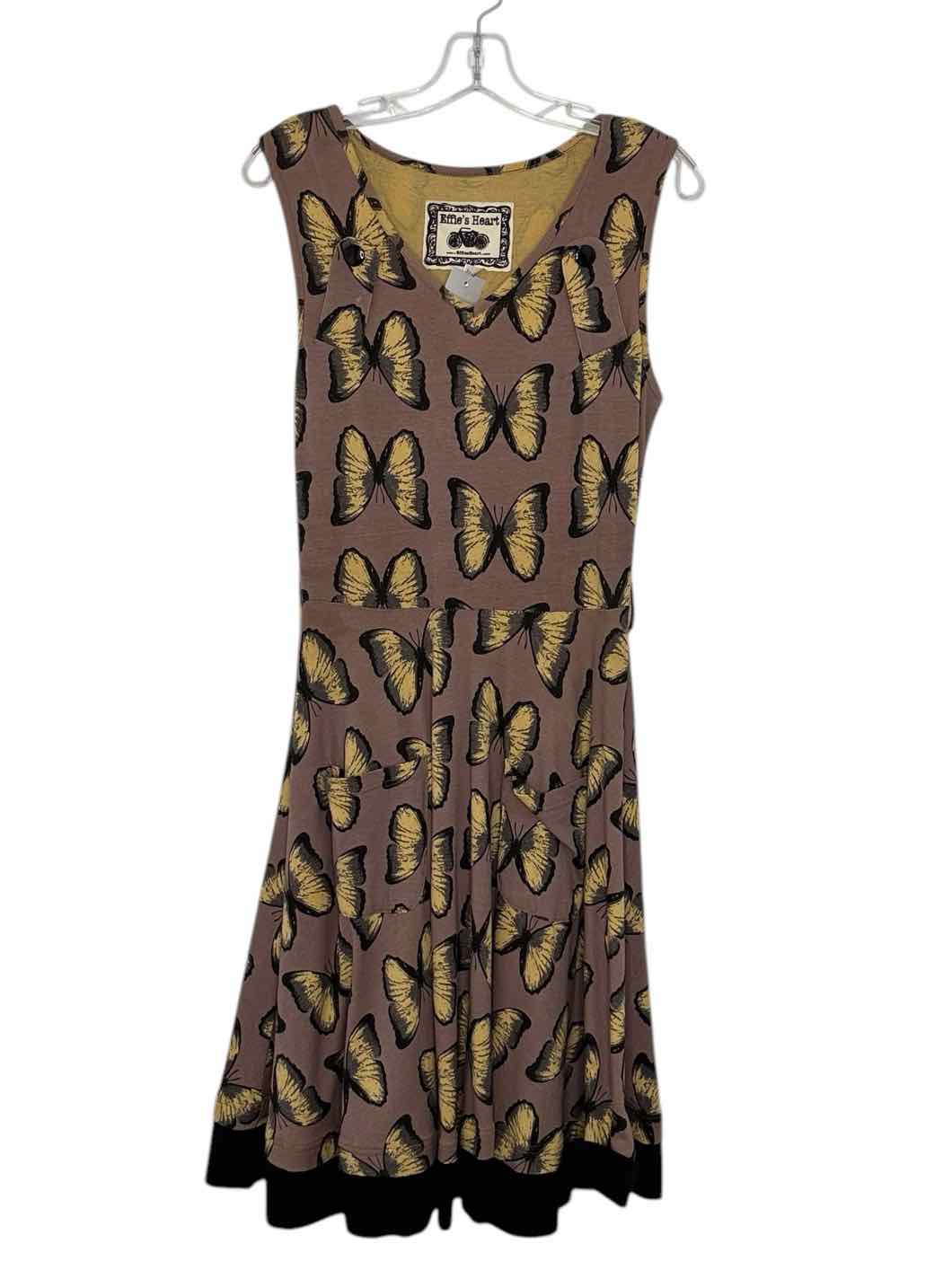 Effie's Heart Size Medium Brown Print Pre-Owned Dress- Ladies