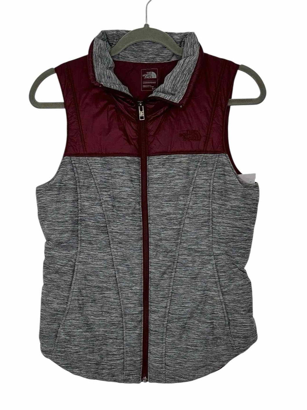 North Face Size Small Bur/Gry Pre-Owned Vest- Ladies