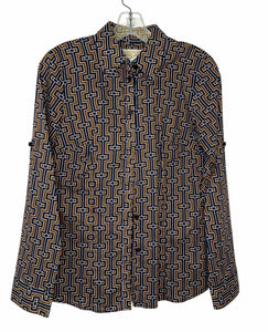 Michael Kors Size 4 Navy Print Pre-Owned Shirt- Ladies