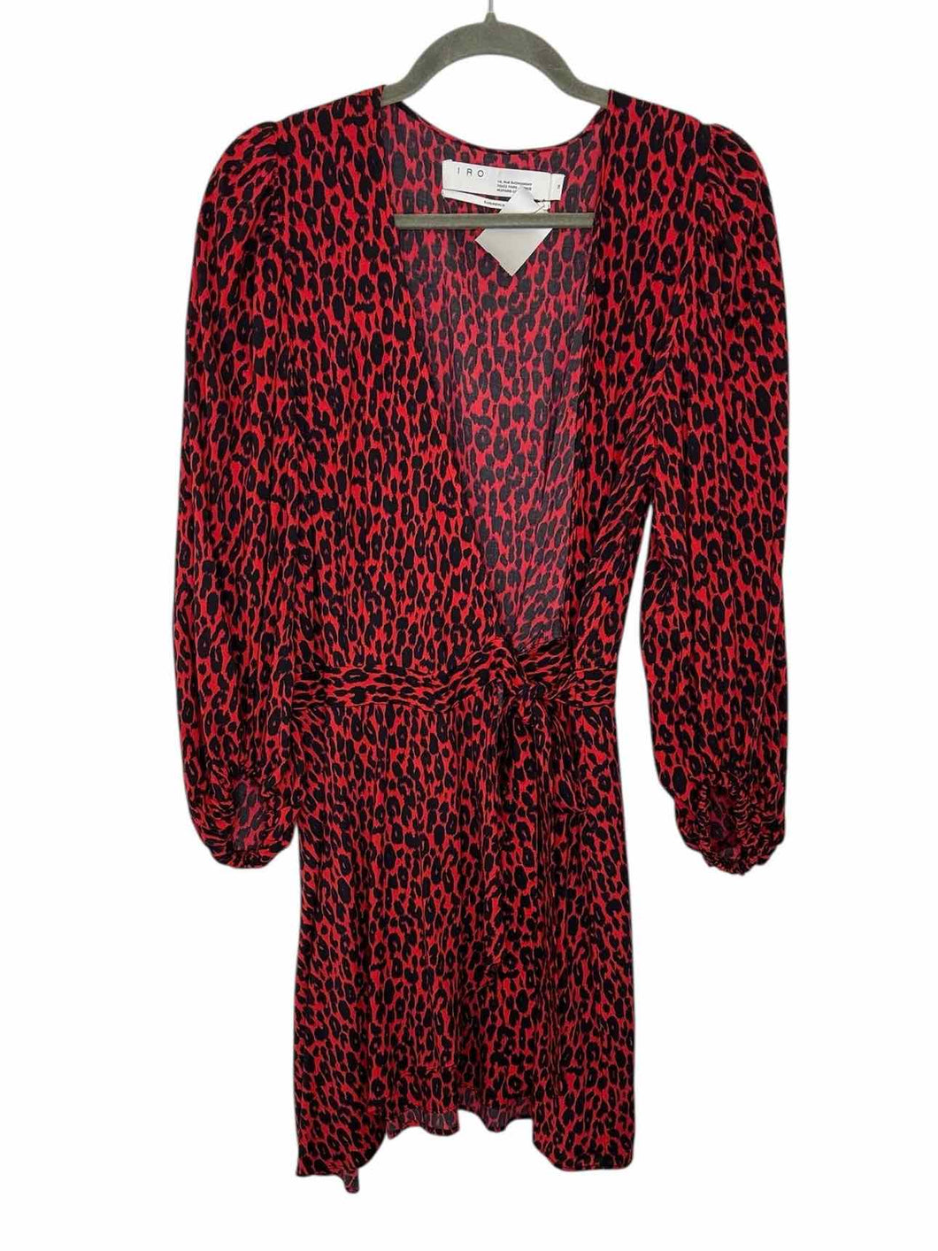IRO Size 8 Red Print Pre-Owned Dress- Ladies