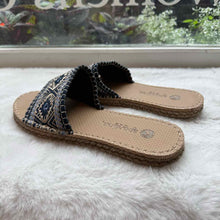 Load image into Gallery viewer, Spartina Size 10 Navy Print Sandal Pre-Owned Shoes- Ladies
