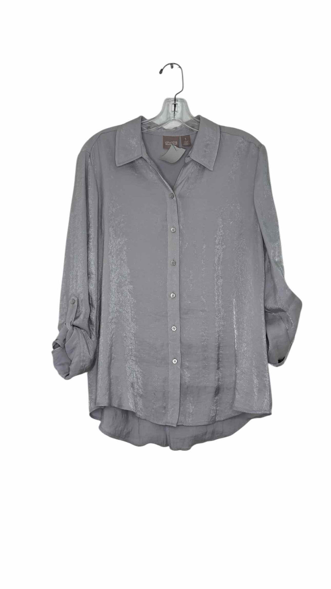 Chicos Size Medium Silver Pre-Owned Blouse- Ladies