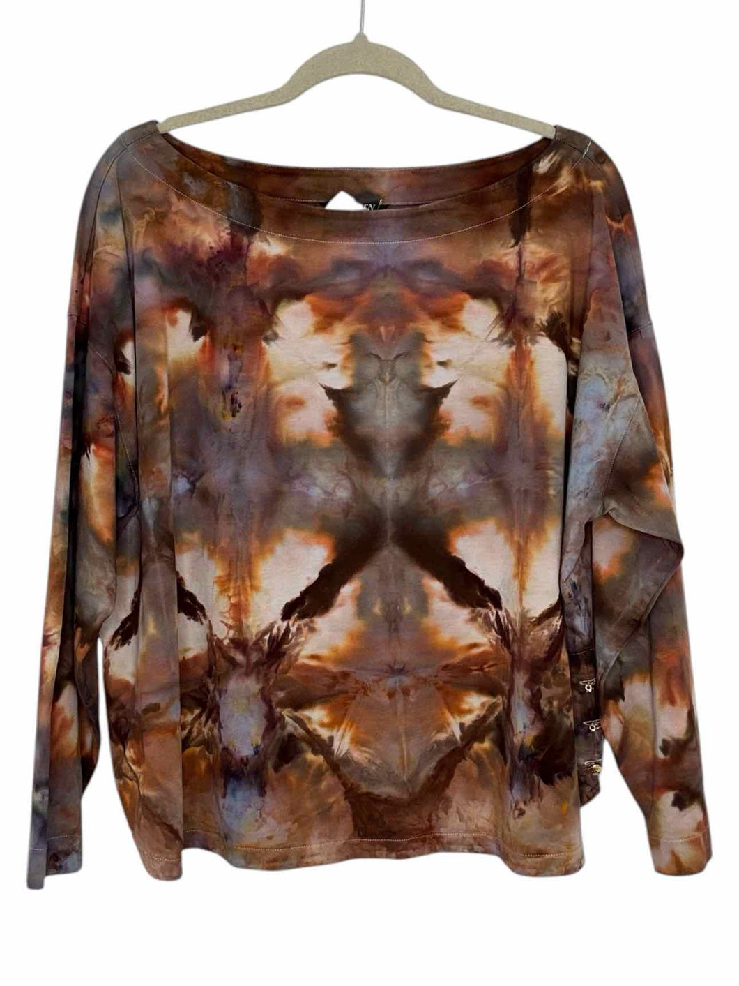 Lauren Ralph Lauren Size 3X Brown Print Pre-Owned Top- Ladies