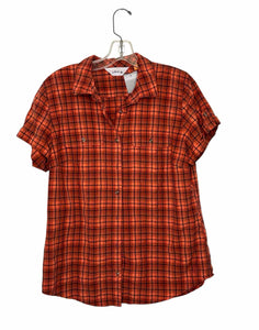 Orvis Size Medium Orange Plaid Pre-Owned Shirt- Ladies