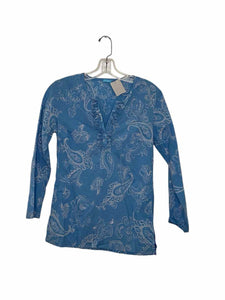 J McLaughlin Size X- Small Blue Print Pre-Owned Top- Ladies