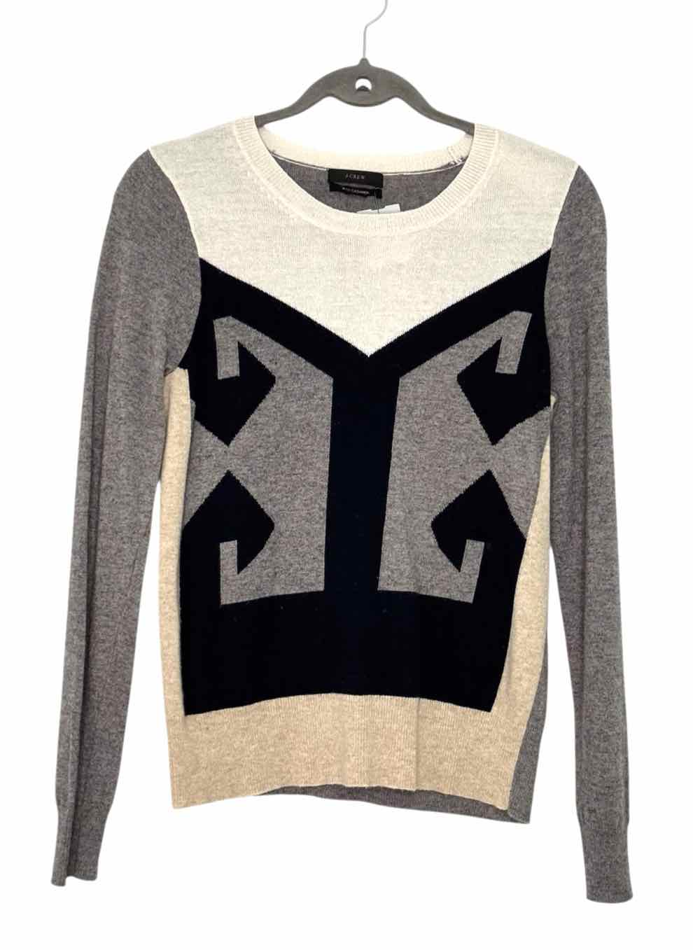 J Crew Size XS/S Cream Print Pre-Owned Sweater- Ladies