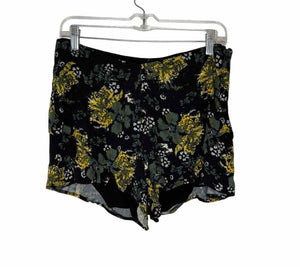 Free People Size 8 Black Print Pre-Owned Shorts- Ladies