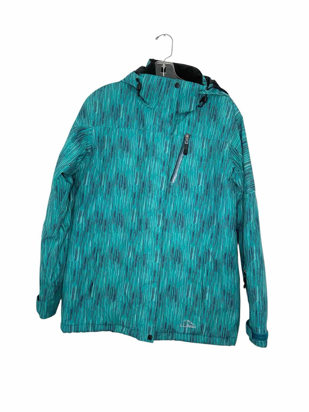 LL Bean Size Small Teal Print Pre-Owned Coat- Ladies