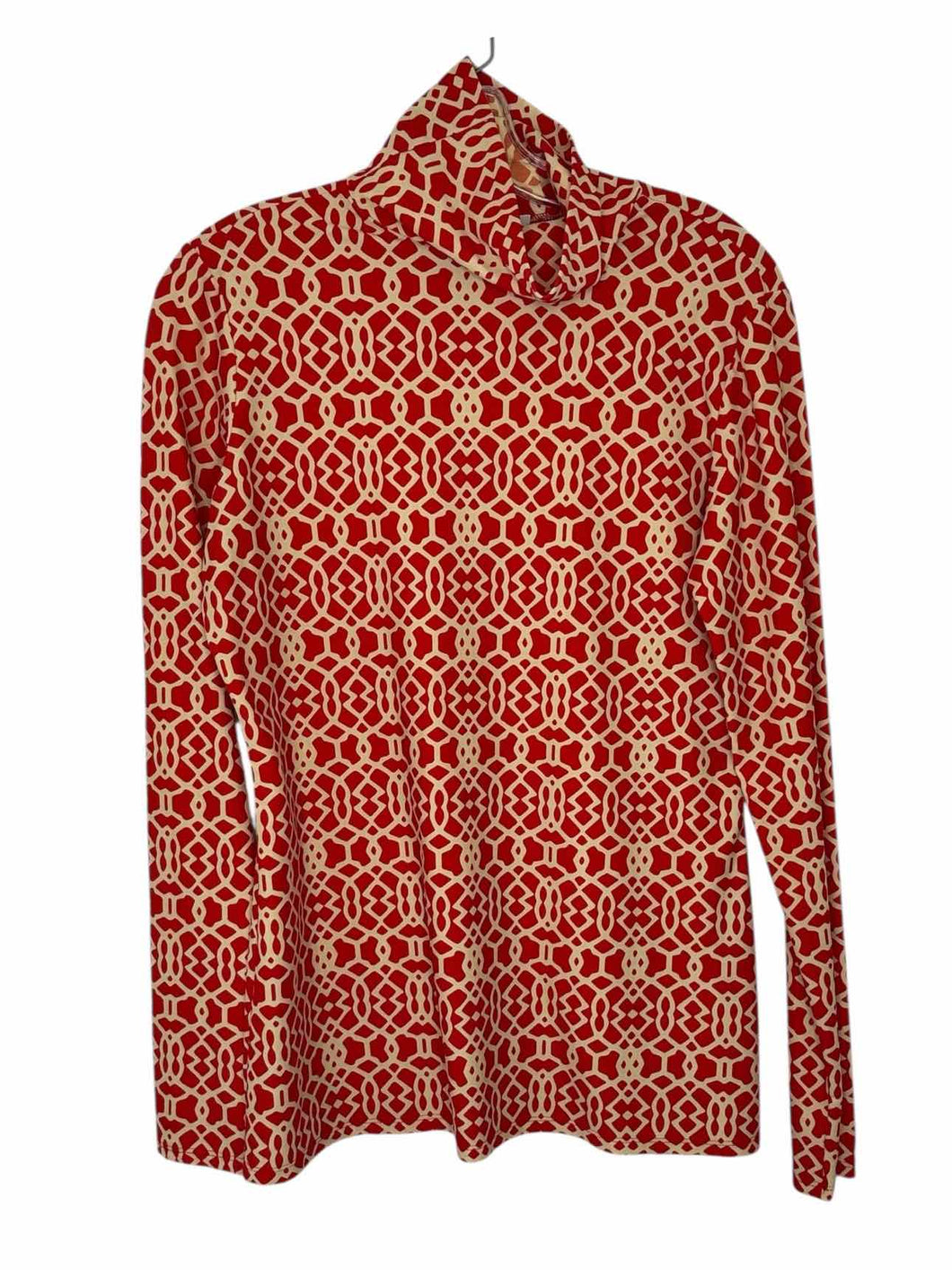 Jude Connally Size Large Red Print Pre-Owned Top- Ladies